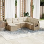 vidaXL Salon de jardin avec coussins 7 Pièces beige résine tressée