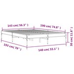 vidaXL Cadre de lit chêne sonoma 140x190 cm bois d'ingénierie et métal