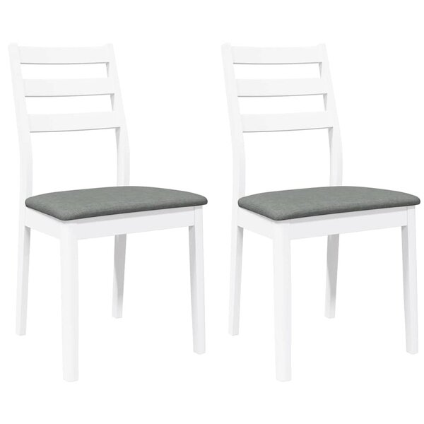 vidaXL Chaises à manger coussins 2 Pièces blanc bois massif caoutchouc
