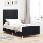 vidaXL Cadre de lit avec tête de lit Noir 90 x 190 cm tissu