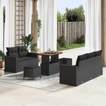 vidaXL Ensemble de canapé de jardin Manuel 8 Pièces Noir 90 x 55 x 71 cm