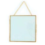 3 cadres en verre vintage carrés avec chaîne métallique - 20 x 20 cm
