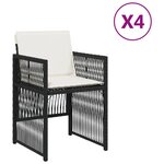 vidaXL Chaises de jardin lot de 4 avec coussins noir résine tressée