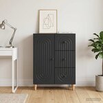 vidaXL Buffet avec tiroir Noir 66 x 34 5 x 90 cm Bois d'ingénierie
