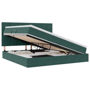 vidaXL Lit de rangement LED avec matelas Vert foncé 200 x 200 cm