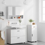 vidaXL Ensemble de mobilier de salle de bain avec tiroir 3 Pièces Blanc