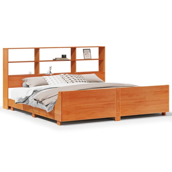 vidaXL Cadre de lit sans matelas cire marron 200x200cm bois pin massif