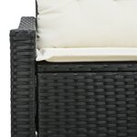 Canapé de jardin 2 places vidaXL avec coussins Noir en poly rotin