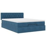 vidaXL Cadre de lit ottoman avec matelas bleu foncé 140x200 cm velours