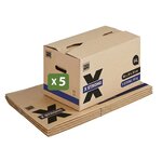 Pack and Move - Lot de 5 Cartons Déménagement X Strong - 60 x 30 x 30 cm - Charge 40 kg - Extrême Résistance - Grande Capacité