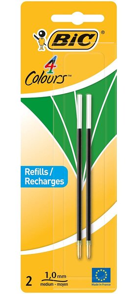 Pack 2 Recharges Pour Stylo Bille 4 couleurs Pointe moyenne 1 mm Verte BIC