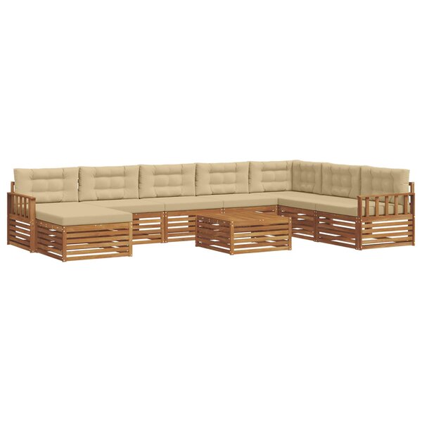 vidaXL Ensemble de canapés d'extérieur 9 pc Naturel et Beige