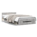 vidaXL Cadre de lit avec tiroir sans matelas gris béton 90x200 cm