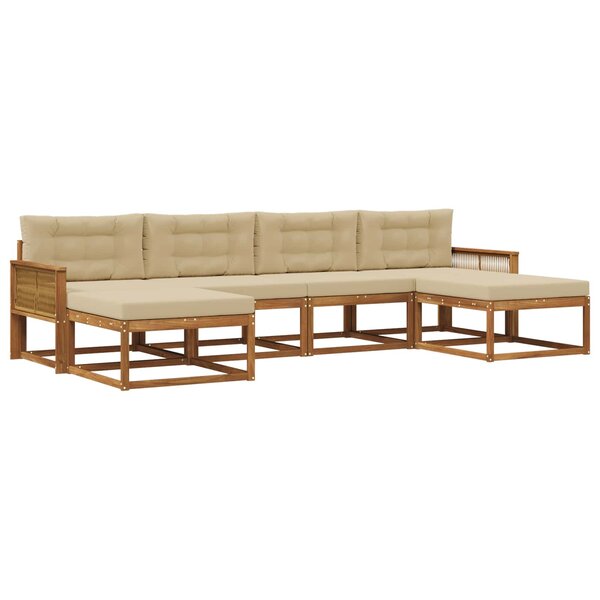 vidaXL Ensemble de canapés d'extérieur 6 pc Naturel et Beige