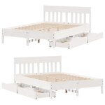 vidaXL Cadre de lit sans matelas blanc 140x190 cm bois de pin massif