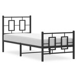 vidaXL Cadre de lit métal avec tête de lit/pied de lit noir 75x190 cm