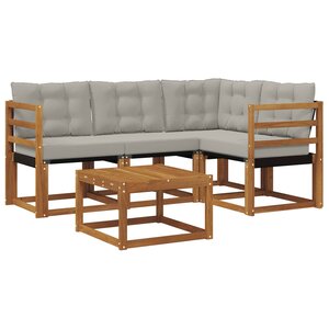 vidaXL Ensemble de canapés d'extérieur 5 pc Gris Naturel et Clair