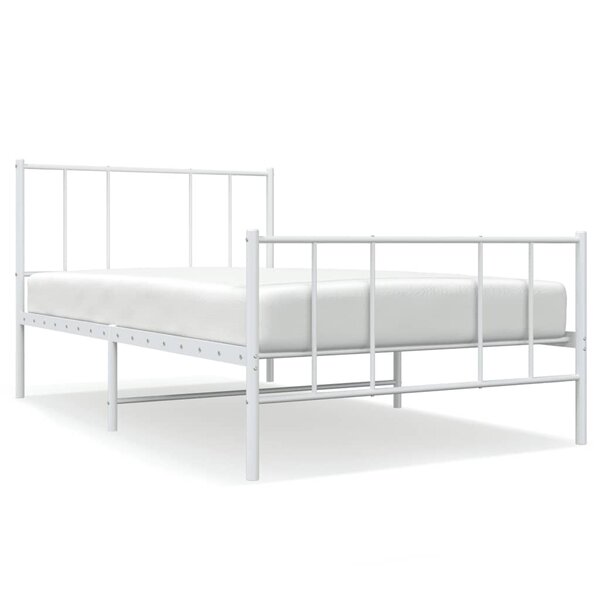 vidaXL Cadre de lit métal sans matelas avec pied de lit blanc 80x200cm