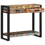 Table Console Multicolore en Bois Recyclé et Métal