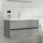 vidaXL Armoire de lavabo Sonoma gris 90x38 5x45 cm Bois d'ingénierie