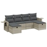 vidaXL Salon de jardin 6 Pièces avec coussins gris clair résine tressée