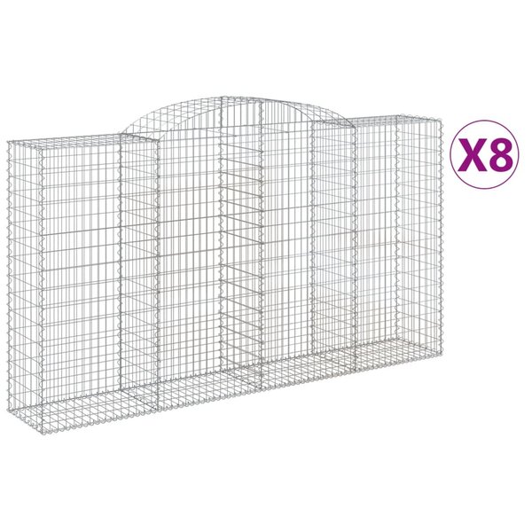 vidaXL Paniers à gabions arqués 8 Pièces 300x50x160/180 cm fer galvanisé