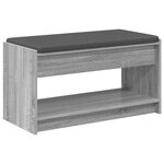 vidaXL Banc d'entrée avec coussin Gris Sonoma 83 x 38 x 45 cm
