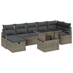 Ensemble de canapé de jardin vidaXL 8 pièces avec coussins gris en poly rattan