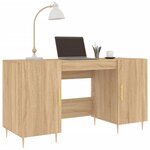 Bureau table poste de travail meuble d'ordinateur informatique étude chêne sonoma 140 x 50 x 75 cm bois d'ingénierie brun 02_0023652