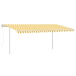 vidaXL Auvent rétractable automatique avec poteaux 5x3m Jaune et blanc