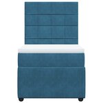 vidaXL Sommier à lattes de lit avec matelas bleu 90x190 cm velours