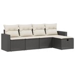 vidaXL Salon de jardin 5 Pièces avec coussins noir résine tressée