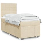vidaXL Sommier à lattes de lit avec matelas Crème 100x200 cm Tissu