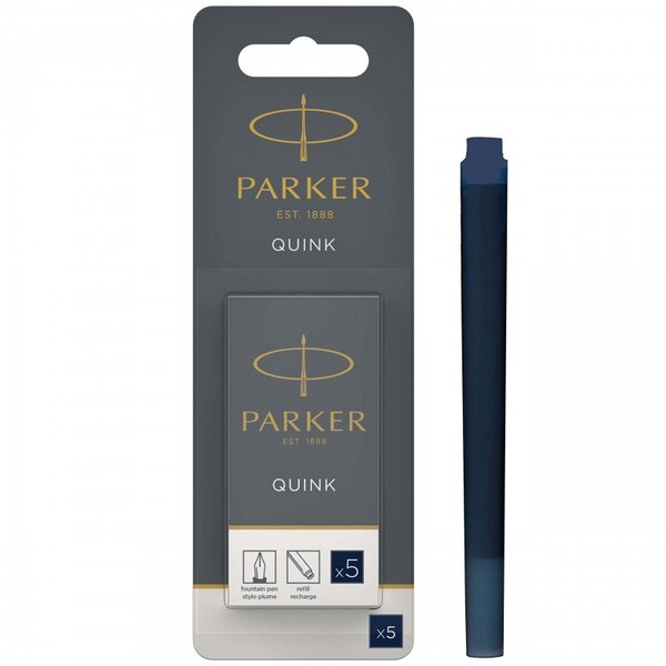 PARKER Cartouche d'encre longue QUINK  en blister  bleu noir