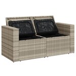 vidaXL Canapé de jardin 2 places et coussins gris clair résine tressée