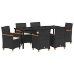vidaXL Ensemble de salle à manger de jardin 7 pièces avec coussins en poly rattan noir