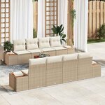 vidaXL Ensemble de canapé de jardin 9 Pièces Beige Poly rotin