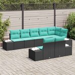 vidaXL Ensemble de canapé de jardin avec coussin 8 Pièces Noir polyrotin