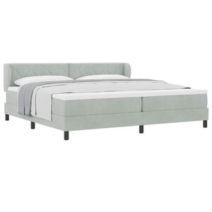 vidaXL Lit à ressorts avec matelas Gris clair 200 x 200 cm Velours