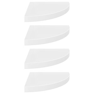 vidaXL Étagères d'angle flottantes 4Pièces blanc brillant 35x35x3 8cm MDF