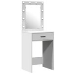 Ensemble de coiffeuse en 2 pièces avec éclairage LED en bois blanc