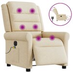 vidaXL Fauteuil inclinable de massage électrique crème tissu