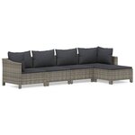 vidaXL Salon de jardin 5 Pièces avec coussins Gris Résine tressée