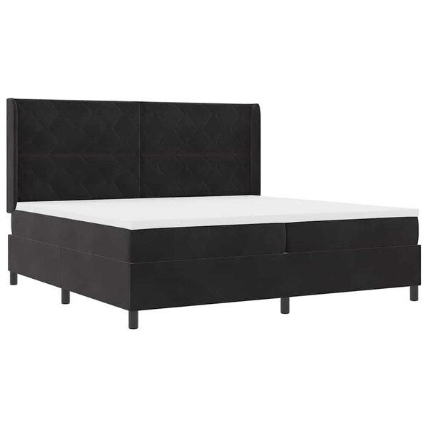 Lit Box Spring vidaXL avec Matelas Noir 200x200 cm en Velours