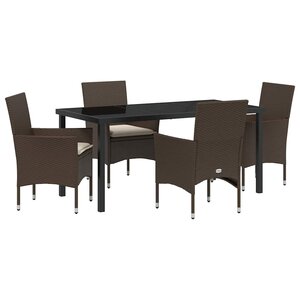 vidaXL Ensemble de salle à manger pour jardin 5 Pièces Marron polyrotin