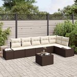 vidaXL Ensemble de canapé de jardin avec coussin 7 Pièces Marron et Crème