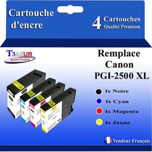 T3AZUR -4x Cartouches compatibles avec Canon PGI2500XL PGI-2500 XL pour Canon Maxify IB4050 IB4150 MB5050 MB5150 MB5155 MB5350 MB5450 MB5455