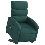 vidaXL Fauteuil inclinable de massage Vert foncé Tissu
