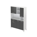 Buffet de cuisine - Gris mat - 5 portes - ECO - 120 x 40 x 178 cm