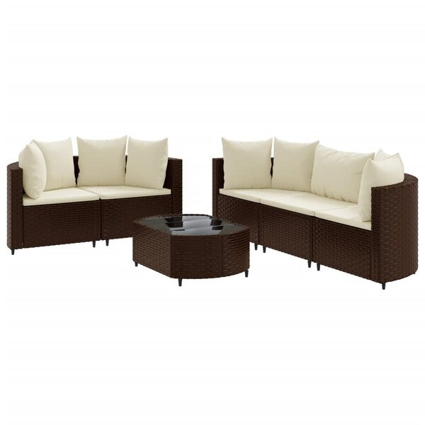 vidaXL Salon de jardin avec coussins 6 Pièces marron résine tressée